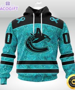 nhl vancouver canucks 3d unisex hoodie special design fight ovarian cancer 1