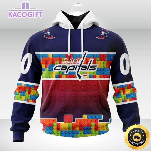 nhl washington capitals 3d unisex hoodie autism awareness design unisex hoodie 1