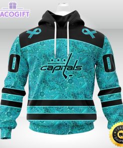 nhl washington capitals 3d unisex hoodie special design fight ovarian cancer