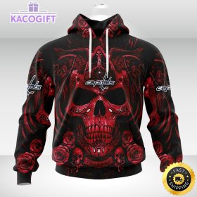nhl washington capitals hoodie special design with skull art 3d unisex hoodie