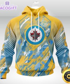 nhl winnipeg jets 3d hoodie mighty warrior fearless against childhood cancers