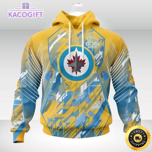 nhl winnipeg jets 3d hoodie mighty warrior fearless against childhood cancers