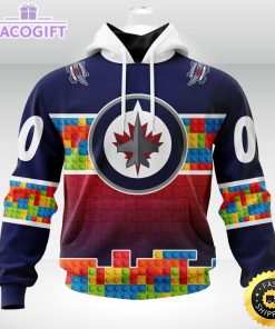 nhl winnipeg jets 3d unisex hoodie autism awareness design unisex hoodie 1