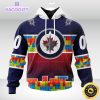 nhl winnipeg jets 3d unisex hoodie autism awareness design unisex hoodie