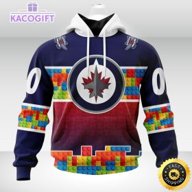 nhl winnipeg jets 3d unisex hoodie autism awareness design unisex hoodie 2