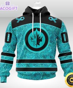nhl winnipeg jets 3d unisex hoodie special design fight ovarian cancer 1