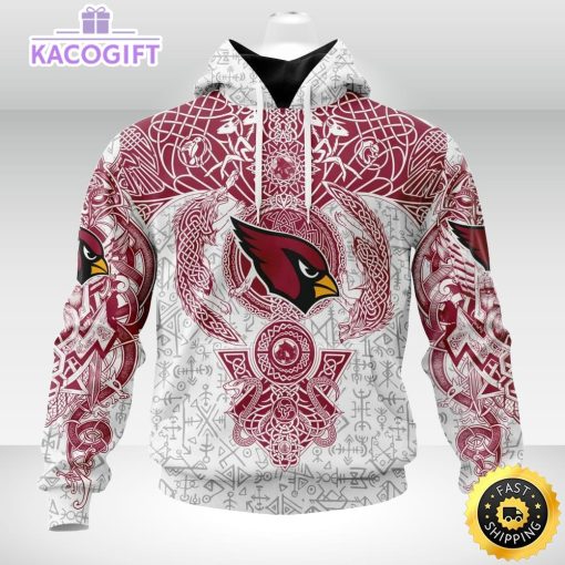 personalized nfl arizona cardinals hoodie norse viking symbols unisex hoodie