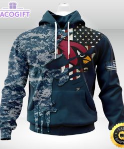 personalized nfl arizona cardinals hoodie special navy camo veteran design 3d unisex hoodie