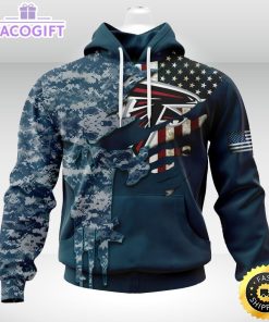 personalized nfl atlanta falcons hoodie special navy camo veteran design 3d unisex hoodie