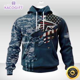 personalized nfl atlanta falcons hoodie special navy camo veteran design 3d unisex hoodie