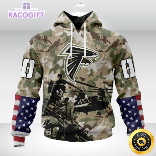 personalized nfl atlanta falcons hoodie special salute to service design 3d unisex hoodie