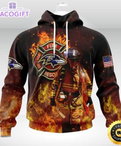 personalized nfl baltimore ravens hoodie honor firefighters first responders unisex hoodie