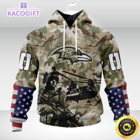 personalized nfl baltimore ravens hoodie special salute to service design 3d unisex hoodie