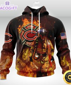 personalized nfl chicago bears hoodie honor firefighters first responders unisex hoodie