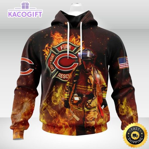 personalized nfl chicago bears hoodie honor firefighters first responders unisex hoodie