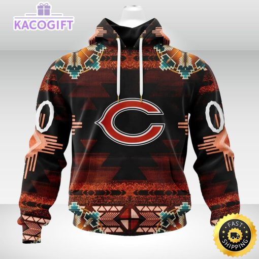 personalized nfl chicago bears hoodie special native costume design 3d unisex hoodie