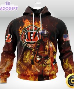 personalized nfl cincinnati bengals hoodie honor firefighters first responders unisex hoodie