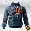 personalized nfl cincinnati bengals hoodie special navy camo veteran design 3d unisex hoodie