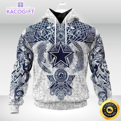 personalized nfl dallas cowboys hoodie norse viking symbols unisex hoodie