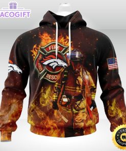 personalized nfl denver broncos hoodie honor firefighters first responders unisex hoodie