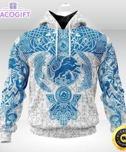 personalized nfl detroit lions hoodie norse viking symbols unisex hoodie