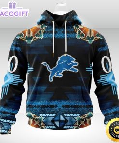 personalized nfl detroit lions hoodie special native costume design 3d unisex hoodie