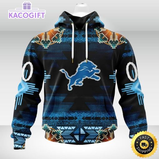 personalized nfl detroit lions hoodie special native costume design 3d unisex hoodie