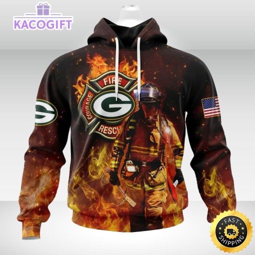 personalized nfl green bay packers hoodie honor firefighters first responders unisex hoodie