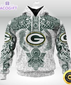 personalized nfl green bay packers hoodie norse viking symbols unisex hoodie