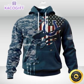 personalized nfl indianapolis colts hoodie special navy camo veteran design 3d unisex hoodie