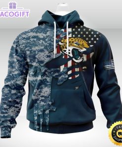 personalized nfl jacksonville jaguars hoodie special navy camo veteran design 3d unisex hoodie