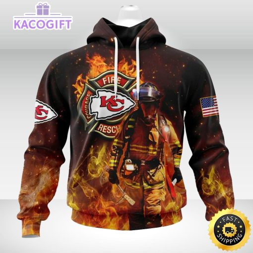 personalized nfl kansas city chiefs hoodie honor firefighters first responders unisex hoodie