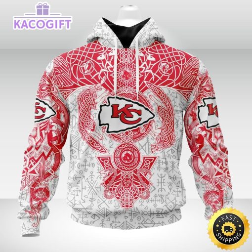 personalized nfl kansas city chiefs hoodie norse viking symbols unisex hoodie