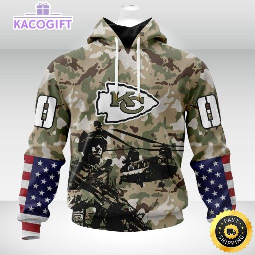 personalized nfl kansas city chiefs hoodie special salute to service design 3d unisex hoodie