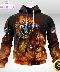personalized nfl las vegas raiders hoodie honor firefighters first responders unisex hoodie