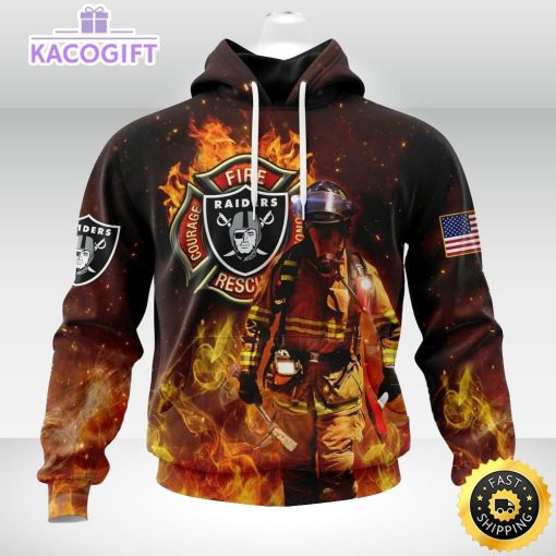 personalized nfl las vegas raiders hoodie honor firefighters first responders unisex hoodie