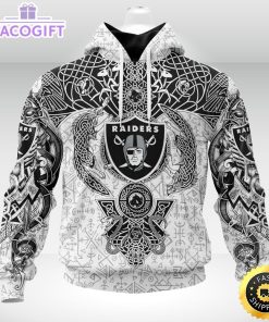 personalized nfl las vegas raiders hoodie norse viking symbols unisex hoodie