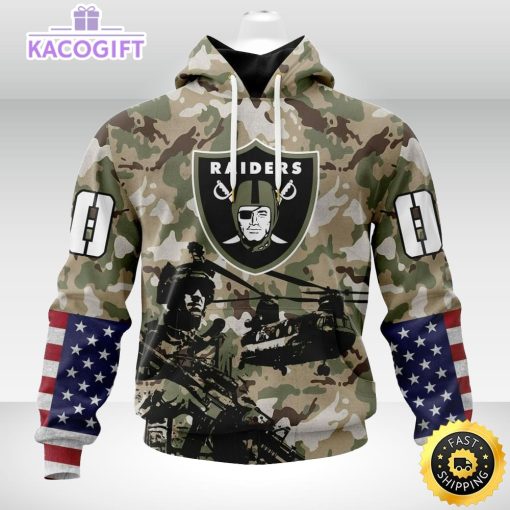 personalized nfl las vegas raiders hoodie special salute to service design 3d unisex hoodie