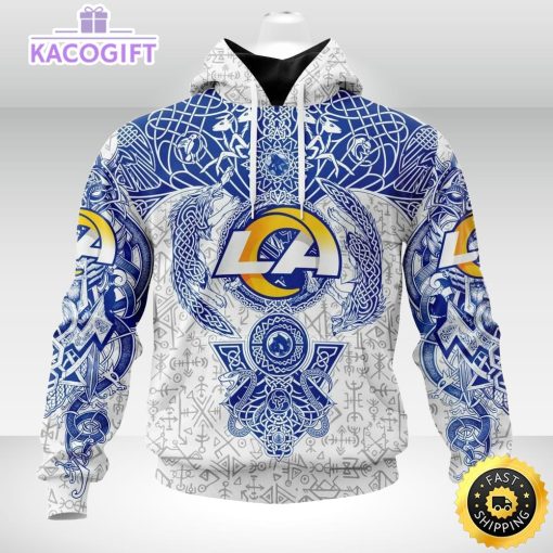 personalized nfl los angeles rams hoodie norse viking symbols unisex hoodie