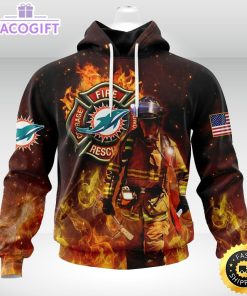 personalized nfl miami dolphins hoodie honor firefighters first responders unisex hoodie
