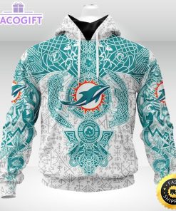 personalized nfl miami dolphins hoodie norse viking symbols unisex hoodie