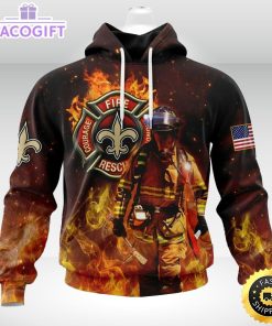 personalized nfl new orleans saints hoodie honor firefighters first responders unisex hoodie