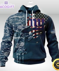 personalized nfl new york giants hoodie special navy camo veteran design 3d unisex hoodie