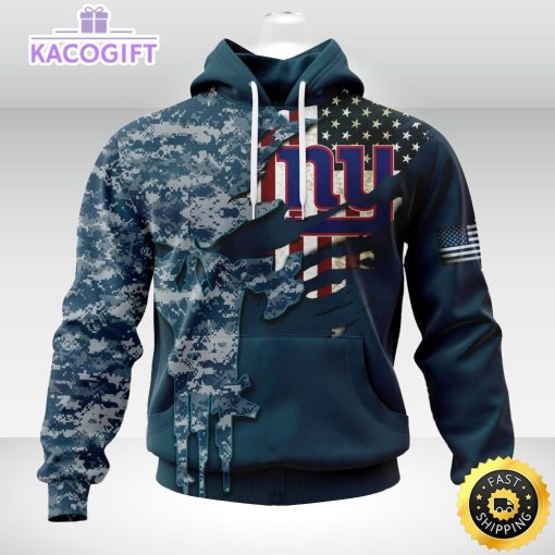 personalized nfl new york giants hoodie special navy camo veteran design 3d unisex hoodie