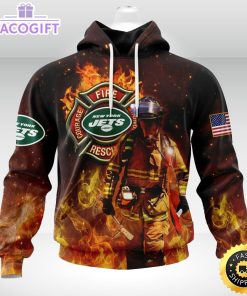 personalized nfl new york jets hoodie honor firefighters first responders unisex hoodie