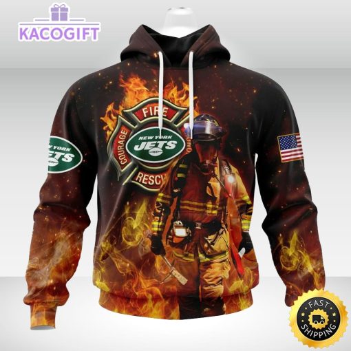 personalized nfl new york jets hoodie honor firefighters first responders unisex hoodie