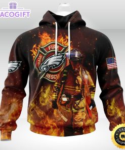 personalized nfl philadelphia eagles hoodie honor firefighters first responders unisex hoodie