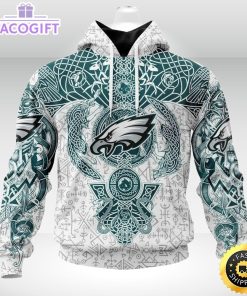 personalized nfl philadelphia eagles hoodie norse viking symbols unisex hoodie