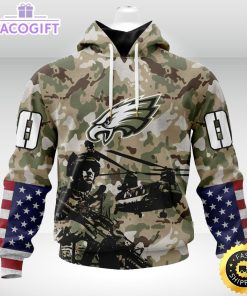 personalized nfl philadelphia eagles hoodie special salute to service design 3d unisex hoodie