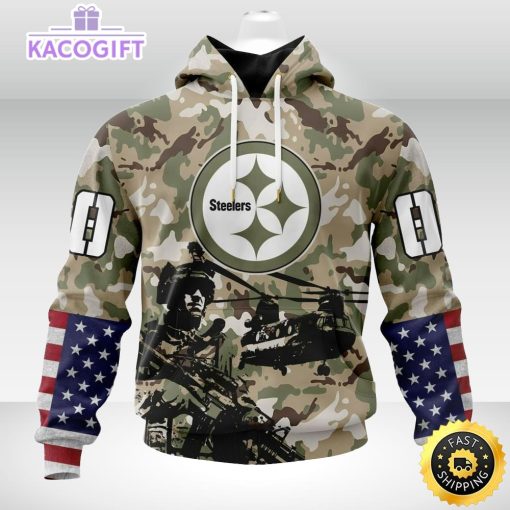 personalized nfl pittsburgh steelers hoodie special salute to service design 3d unisex hoodie